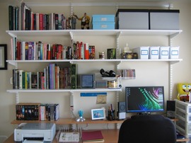 書斎,ワークスペース,作り付けの棚,elfa,ロイヤル,チャンネルサポート